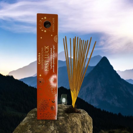 Goloka Manifestations Quick Luck Kadzidło Nag Champa z minerałem Green Jade - 15gr.