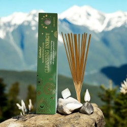 Goloka Encens Manifestations Énergie Nettoyant Encens Sauge Blanche avec Minéral de Sélénite - 15gr.