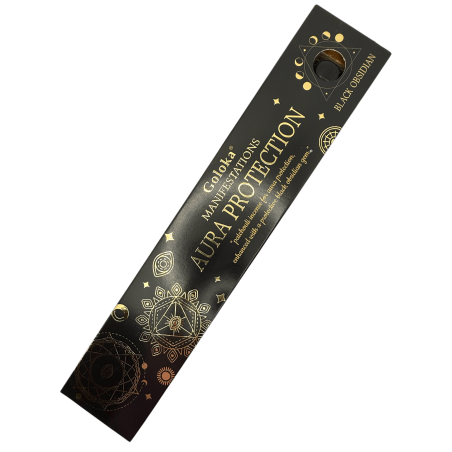 Encens Goloka Manifestations Aura Protection Encens Patchouli avec Obsidienne Noire Minérale - 15gr.