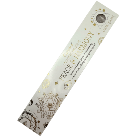 Golokaお香の現れ平和と調和のサンダルウッドお香とロッククォーツミネラル - 15gr.