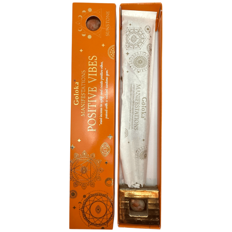Goloka Rökelse Positiva Vibrationer Manifestationer Mynta Rökelse med Solsten Mineral - 15gr. - Positiva vibbar