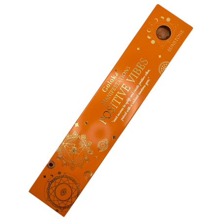 Goloka Weihrauch Positive Schwingung Manifestationen Minze Weihrauch mit Sonnenstein Mineral - 15gr. - Positive Vibes