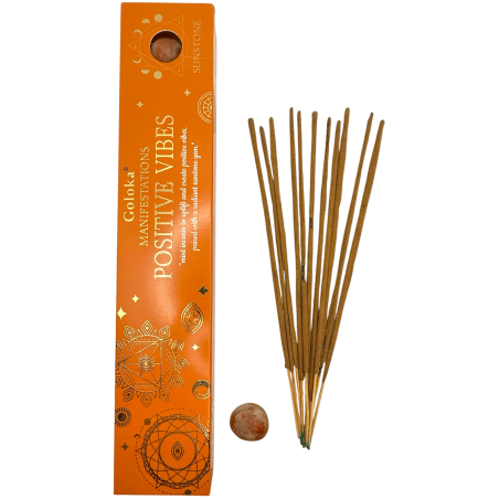 Goloka Rökelse Positiva Vibrationer Manifestationer Mynta Rökelse med Solsten Mineral - 15gr. - Positiva vibbar