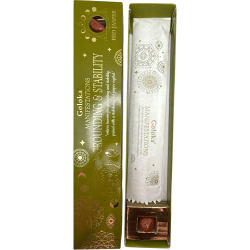 Incenso Goloka Manifestazioni Stabilità e Atterraggio Incenso Vetiver con Diaspro Rosso Minerale - 15gr.