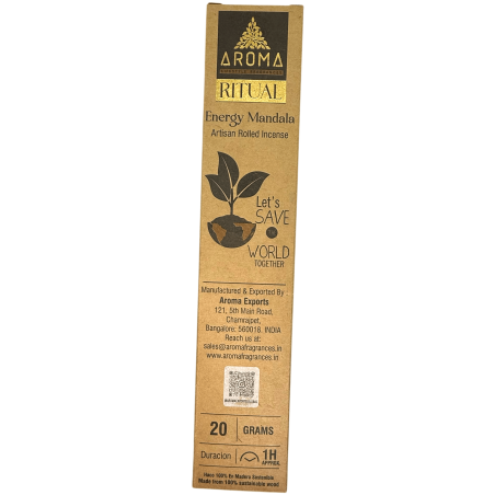 Mandala Energy Ritual Räucherstäbchen AROMA Artisan Räucherstäbchen - 20 Gramm Schachtel mit inspirierender Botschaft