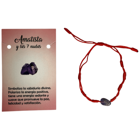 Pulseira 7 Nós com HOSTENATURA de Ametista - Energia Positiva, Sabedoria, Paz e Felicidade