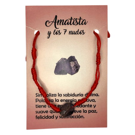 Bracciale 7 Nodi con HOSTENATURA Ametista - Energia Positiva, Saggezza, Pace e Felicità