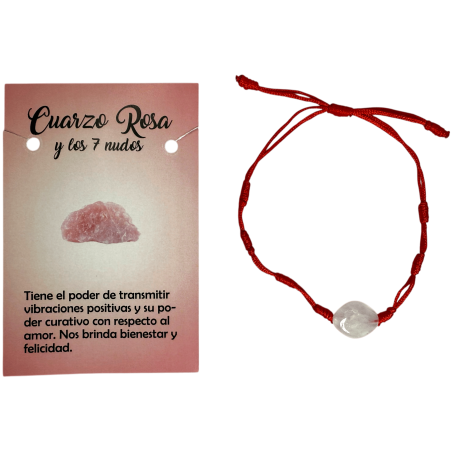 Bracelet 7 Noeuds avec HOSTENATURA Quartz Rose - Amour, Vibrations Positives, Bien-être et Bonheur