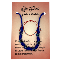 Bracelet Bleu 7 Noeuds avec Oeil Turc HOSTENATURA - Contre le mauvais œil et les énergies négatives