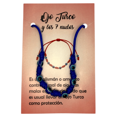 7 Knots Blue Bracelet with Turkish Eye HOSTENATURA - Against the evil eye and negative energies