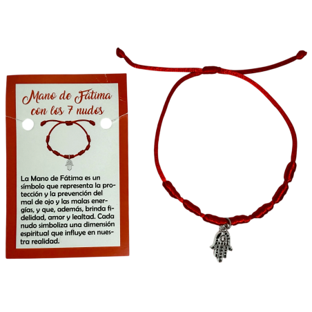 Pulseira 7 Nós com Mão de Fátima / Hamsa HOSTENATURA - Proteção e prevenção do mau-olhado