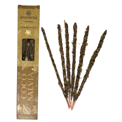 Ekologiskt kokosnöts- och salviarökeri med naturliga örtblad Aromanza Argentina - 6 naturliga pinnar - Inner Peace