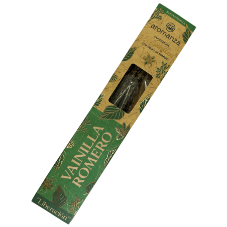 Incenso Orgânico de Baunilha e Alecrim com Folhas de Alecrim Aromanza Argentina - 6 palitos naturais - Lançamento