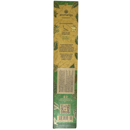 Sahumeri Orgànic Vainilla i Romero amb Fulles de Romero Aromanza Argentina - 6 varetes naturals - Alliberament