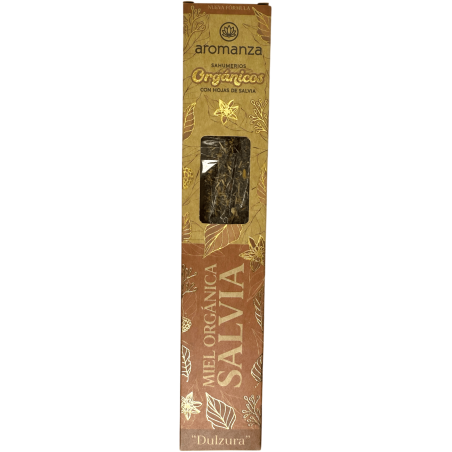 Sahumerio Orgânico Mel e Sálvia Orgânicos com Folhas de Sálvia Aromanza Argentina - 6 palitos naturais - Doçura