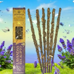 Organiczny Dym Lawendowo-Eukaliptusowy z Liśćmi Eukaliptusa Aromanza Argentina - 6 naturalnych patyczków - Medytacja