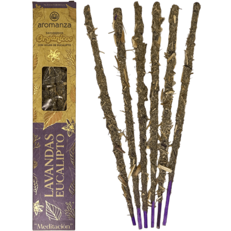 Ekologisk lavendel- och eukalyptusrök med eukalyptusblad Aromanza Argentina - 6 naturliga pinnar - Meditation