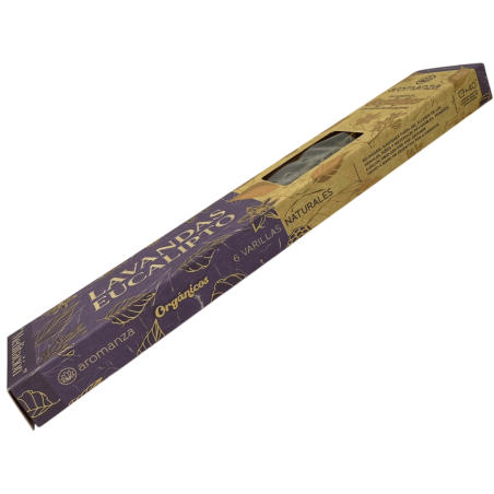 Sahumerio Orgánico Lavandas y Eucalipto con Hojas de Eucalipto Aromanza Argentina - 6 varillas naturales - Meditación