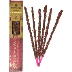 Incenso Orgânico Berry Kiss com Pétalas de Rosa Aromanza Argentina - 6 palitos naturais - Doçura de Casa
