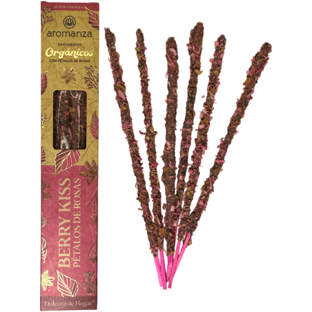 Encens Bio Baissant Baies aux Pétales de Rose Aromanza Argentina - 6 sticks naturels - Douceur de la Maison