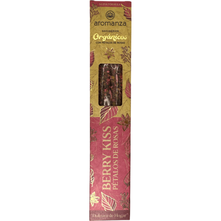 Incenso Bacio Bacca Biologico con Petali di Rosa Aromanza Argentina - 6 bastoncini naturali - Dolcezza di Casa