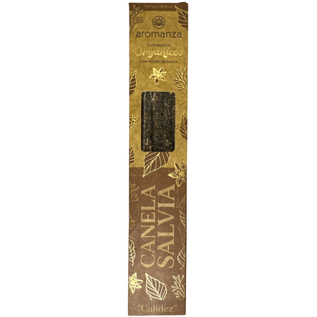 Organic Cinnamon and Sage Smokehouse with Sage Leaves Aromanza Argentina - 6 natural sticks - Warmth