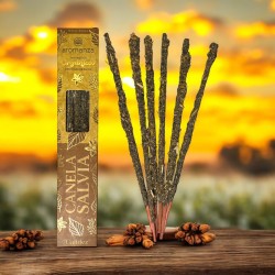 Afumătoare organică de scorțișoară și salvie cu frunze de salvie Aromanza Argentina - 6 bețișoare naturale - Căldură