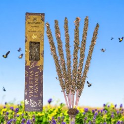 Fum organic de violete și lavandă cu flori de lavandă Aromanza Argentina - 6 bețișoare naturale - Anti Stress