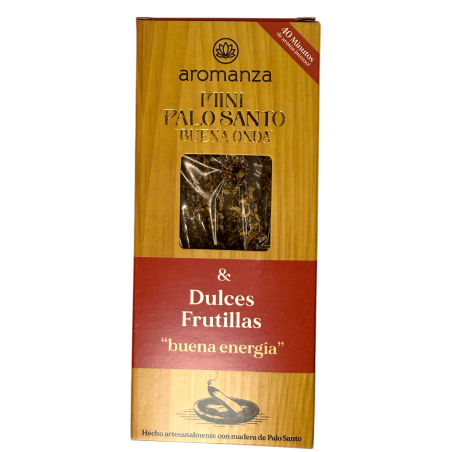 Mini Palo Santo Good Wave Rökelse med söta jordgubbar Aromanza Argentina - 8 Soaks 40 min varaktighet - Bra energi