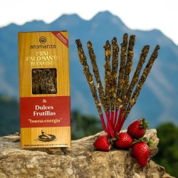 Mini Palo Santo Good Wave Räucherstäbchen mit süßen Erdbeeren Aromanza Argentinien - 8 Bäder 40min Dauer - Gute Energie