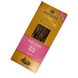 Incienso Mini Palo Santo Buena Onda con Rosa Real Aromanza Argentina - 8 Sahumerios 40min duración - Amor