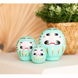 Boneca Daruma Turquesa Pequeno Sucesso Acadêmico - Japão Tradicional - Propósito
