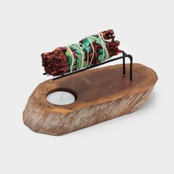 Cremador de Pal Sant Fusta de Gamel Blanquejada - 22x9,5cm - Fet a Mà a Indonèsia