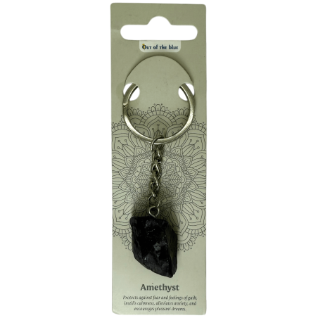Rohes Mineral Amethyst Schlüsselanhänger - Spirituelle Verbindung und Schutz vor negativen Wesenheiten.