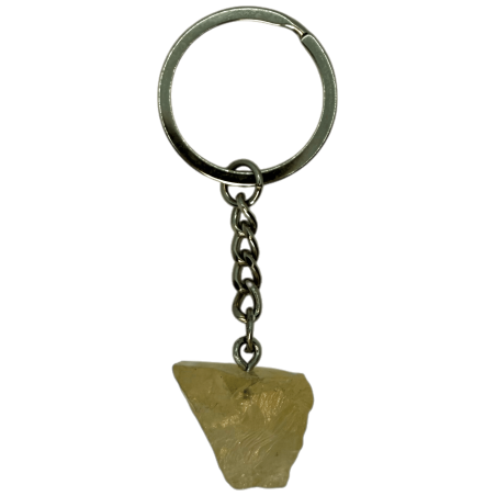 Chaveiro Citrino Mineral Cru - Felicidade, Prosperidade e Alegria