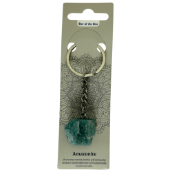 Porte-clés minéral brut amazonite - Calmant, soulage le stress et l’anxiété