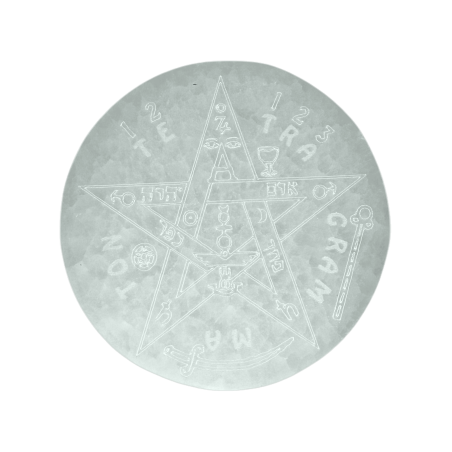 Piastra in selenite con incisione Tetragrammaton 10cm