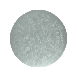 Assiette en sélénite avec gravure du Tétragramme 10cm