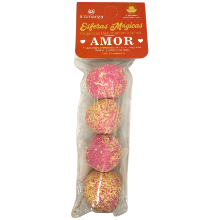 Magic Spheres Love Aromanza Argentina - 4 bombas de defumação Frutas Vermelhas, Framboesa, Pêssego, Magnólia, Xarope e Rosa