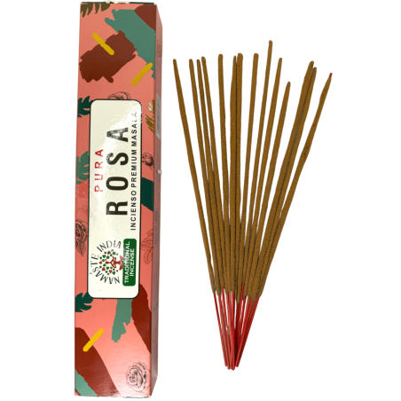 Reine Räucherstäbchen Rose Namaste India Premium Masala - 15gr Packung.