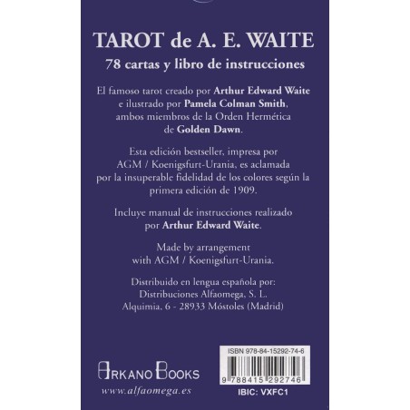 A.E. Karty Tarota Waite'a Niebieskie etui ilustrowane przez P.C. Smitha - 78 kart i instrukcja