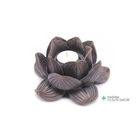 Suporte de vela de resina de flor de lótus 15,5x16x5x8cm