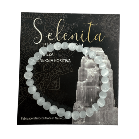 Pulseira Selenite Pedra Natural 6mm - Limpeza e Energia Positiva