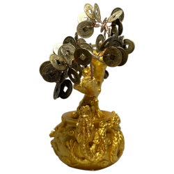 Baum des Überflusses Harz 7x11x18cm mit I Ging Münzen - Feng Shui Dekoration zieht Geld an