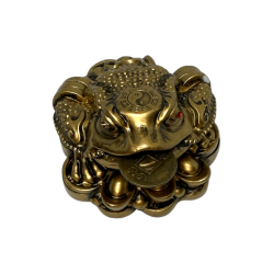 Sapo Chan Chu Riqueza - Dinheiro, Prosperidade e Proteção - 5,5x5x4cm - Feng Shui Inclui Moeda