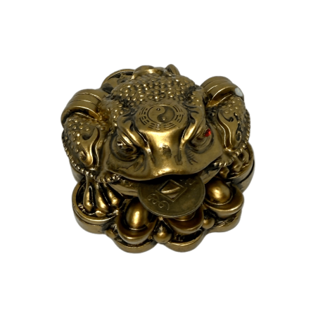 チャンチュー富のヒキガエル - お金、繁栄、保護 - 5.5x5x4cm - 風水はコインが含まれています
