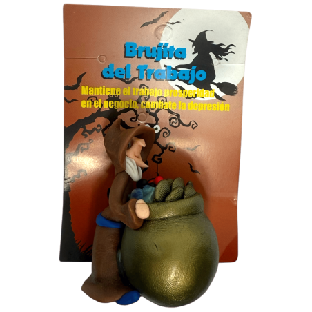 Sorcière de travail avec chaudron 6x5cm - Amulette ésotérique HOSTENATURA - Garde le travail, la prospérité dans l’entreprise