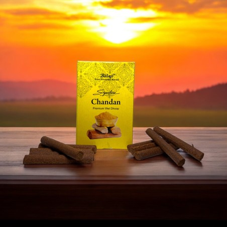 Incienso Dhoop Chandan Balaji Signature Premium - Cajita con 10 barritas de incienso dhoop