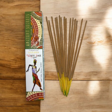 Złoty Kopal i Biała Szałwia Kadzidło Złote Starożytne Sekrety Vijayshree - opakowanie 15gr.