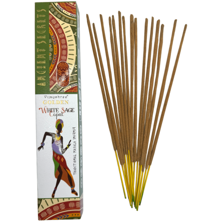 Golden Copal and White Sage Incense Golden Ancient Secrets Vijayshree - 15gr pack.